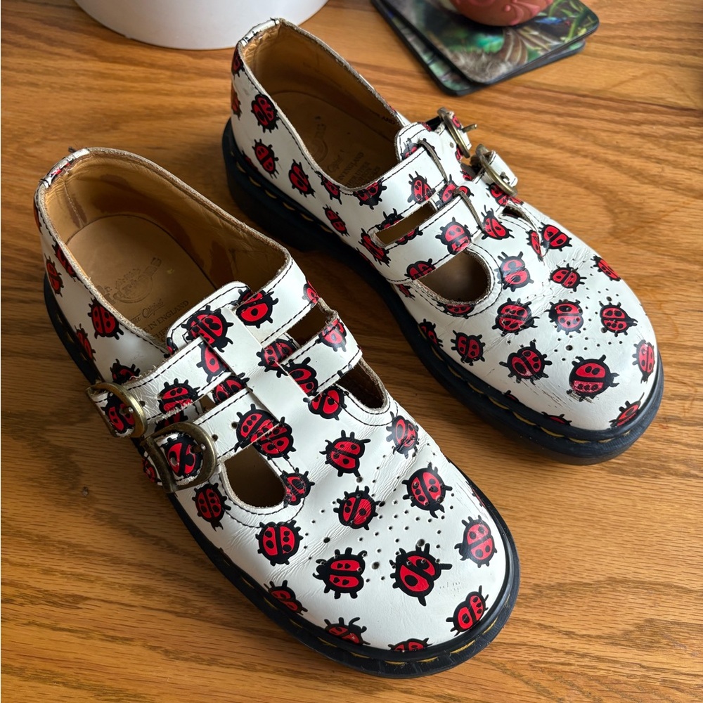 Sold Dr. Martens Kids Ladybug Dress Shoes - White and Red